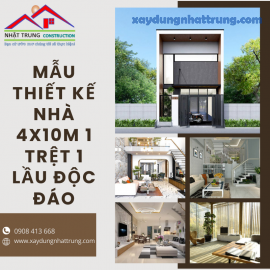 Mẫu thiết kế nhà 4x10m 1 trệt 1 lầu độc đáo